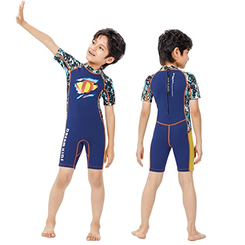 Lansru Neoprenanzug Kinder - 2.5mm Jungen Shorty Thermal Badeanzug | Neopren Taucheranzug Kruz für Schwimmen, Surfen, Kayaking von Lansru