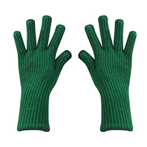 Laquieio Mode Touchscreen SMS Handschuhe Outdoor Männer Frauen Warme Strick Winter Fäustlinge Handschuhe Solide Golves Studenten Outdoor Reiten Wandern Fäustlinge Samthandschuhe (Green, One Size) von Laquieio