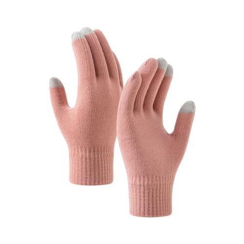 Laquieio Modische gestrickte Wollhandschuhe für Herren und Damen zum Radfahren und Skifahren, Fitness, warm Damen Handschuhe Spitze (Pink, One Size) von Laquieio