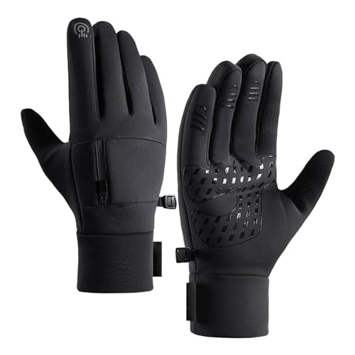 Laquieio Winterhandschuhe für Outdoor-Reiten, warm, Touchscreen, SMS, rutschfeste Handschuhe, Winddicht, warm, Sport-Arbeitshandschuhe für kaltes Wetter (kein Strom) Damen Handschuhe Blau (Black, L) von Laquieio