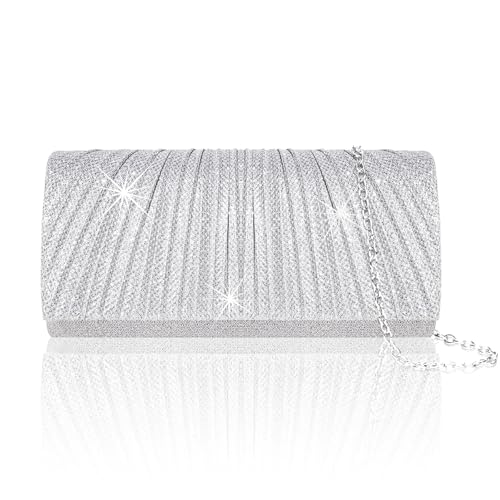 Larcenciel Clutch Silber, Glitzer Pailletten Tasche mit Abnehmbarer Kette, Elegant Envelope Handtasche, Glimmer Crossbody Schultertasche Umhängetasche für Hochzeit Party Bankett Feiertage (22x5x11cm) Larcenciel Clutch Silber, Glitzer Pailletten Tasche mit Abnehmbarer Kette, Elegant Envelope Handtasche, Glimmer Crossbody Schultertasche Umhängetasche für Hochzeit Party Bankett Feiertage (22x5x11cm) von Larcenciel
