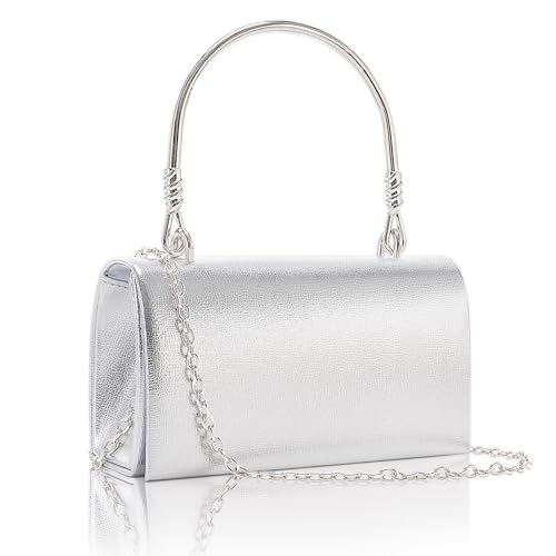 Larcenciel Clutch Silber, Glitzer Tasche mit Abnehmbarer Kette, Elegant Crossbody Damen Handtaschen mit Metall Henkel, PU-Leder Umhängetasche Abendtasche für Hochzeit, Party, Date, 17x5x 10CM Larcenciel Clutch Silber, Glitzer Tasche mit Abnehmbarer Kette, Elegant Crossbody Damen Handtaschen mit Metall Henkel, PU-Leder Umhängetasche Abendtasche für Hochzeit, Party, Date, 17x5x 10CM von Larcenciel