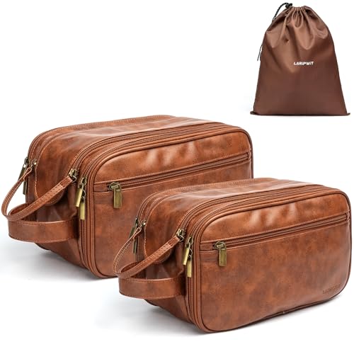 Laripwit Kulturbeutel Herren PU-Leder Kulturtasche Set Wasserdicht Waschtasche für Reise Toiletttasche Männer Organizer Dopp Kit Kosmetiktasche im Badezimmer mit einem Nass-Trockenbeutel Laripwit Kulturbeutel Herren PU-Leder Kulturtasche Set Wasserdicht Waschtasche für Reise Toiletttasche Männer Organizer Dopp Kit Kosmetiktasche im Badezimmer mit einem Nass-Trockenbeutel von Laripwit