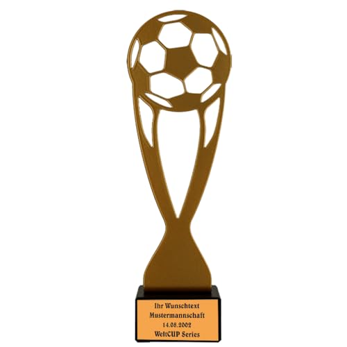 Larius Fussball Metall Pokal - Ehrenpreis Trophäe mit/ohne Wunschtext (mit Wunschtext) von Larius