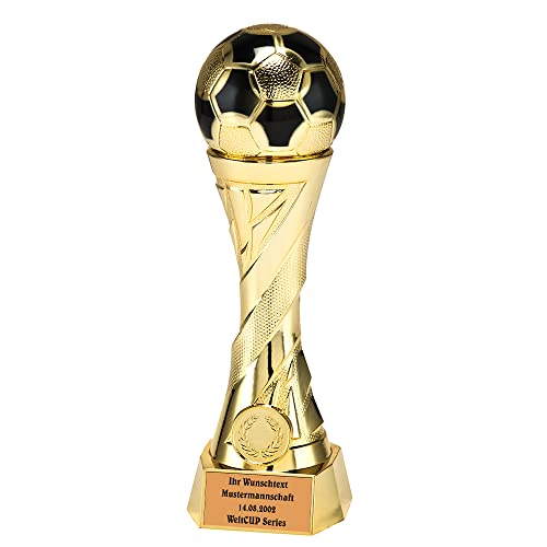 Larius Pokal Ehrenpreis Fußball in Gold und Silber mit Wunschgravur (mit Wunschtext, Gold, M) von Larius