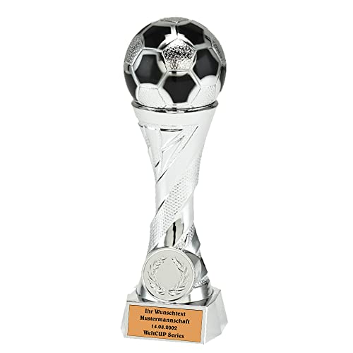 Larius Pokal Ehrenpreis Fußball in Gold und Silber mit Wunschgravur (mit Wunschtext, Silber, L) von Larius