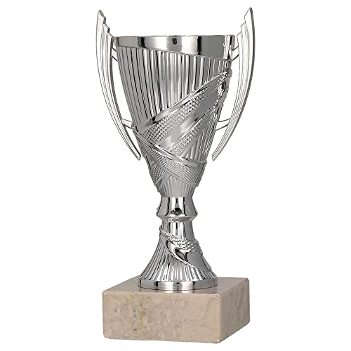 Larius Sieger Pokal - Fußball Ehrenpreis Trophäe Geschenk mit Wunschtext (Silber, ohne Wunschtext) von Larius