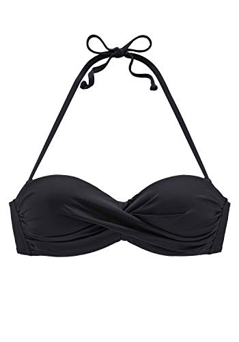 Lascana Damen Mix-Kini Bikini Bügel Bandeau Top schwarz, Größe:40C von Lascana