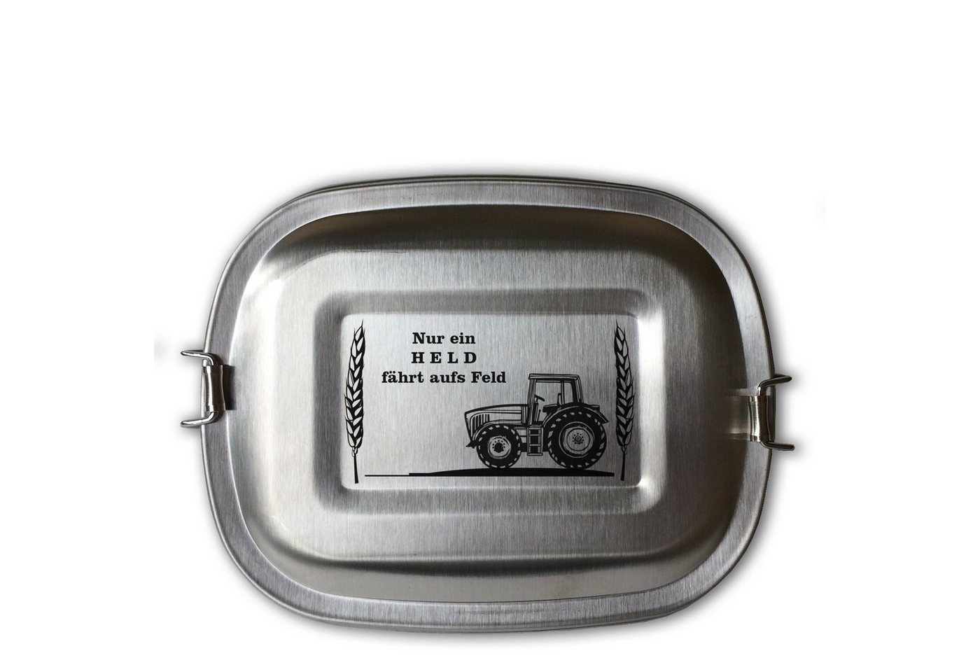 Lasernauten Lunchbox Lunchbox Edelstahl Brotdose mit Gravur Traktor Trecker Landwirt, Set aus kleiner und großer Dose von Lasernauten