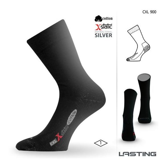Lasting CXL Trekking-Socken Baumwolle mit Silberfaser - Schwarz - von Lasting