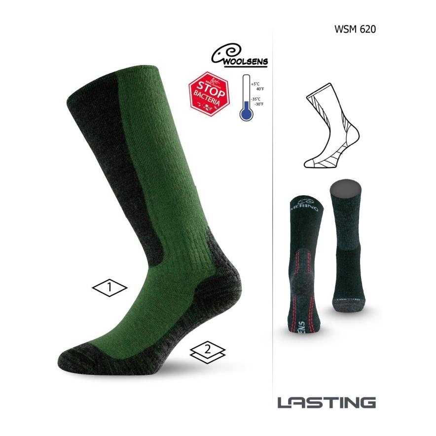 Lasting Warme Merino WSM Trekking-Socken - Grün - von Lasting