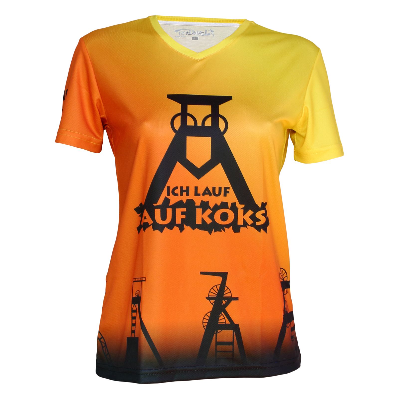 Ich lauf auf Koks Funktions T-shirt nordsternorange für Frauen Ich lauf auf Koks Funktions T-shirt nordsternorange für Frauen von Lauflust