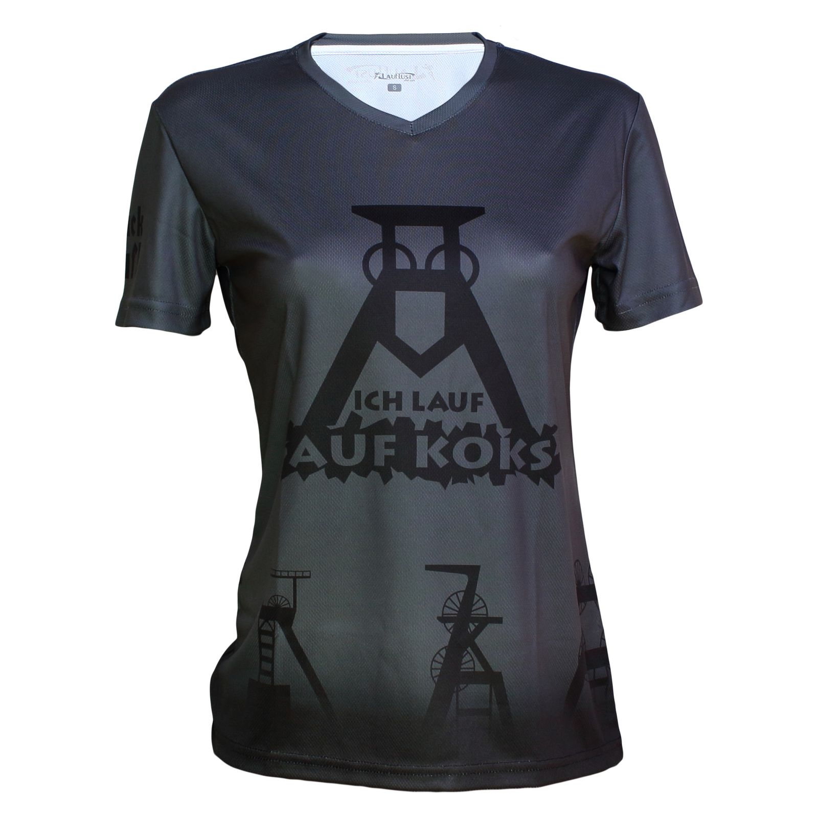 Ich lauf auf Koks Funktions T-shirt prospergrau für Frauens Ich lauf auf Koks Funktions T-shirt prospergrau für Frauens von Lauflust