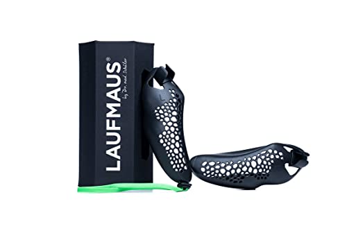 LAUFMAUS® Classic schwarz | Handgriffelement zur Haltungs- & Leistungsoptimierung beim Joggen | Für gesteigerte Laufeffizienz aller Alters- & Leistungsklassen | Large, Bandfarbe neongrün von Laufmaus