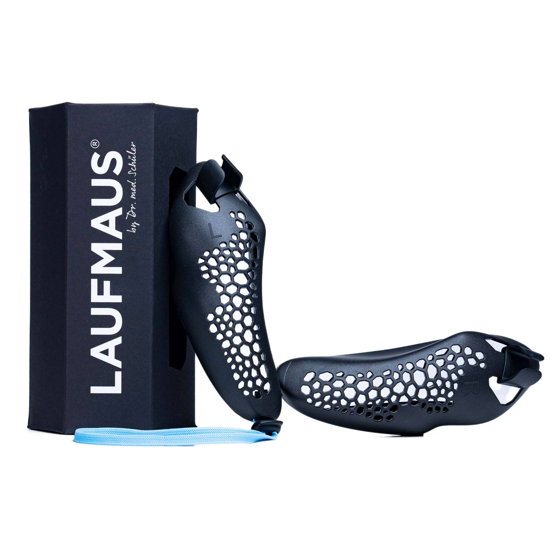 Laufmaus Lauftrainer by Dr. med. Schüler, Schwarz mit hellblauem Band, Large Laufmaus Lauftrainer by Dr. med. Schüler, Schwarz mit hellblauem Band, Large von Laufmaus