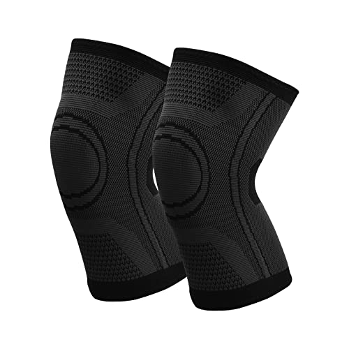 Laughhe 2 Stück Kniebandage Damen und Männer, Elasticated Kniebandagen Sport Kniebandage Kompression Knieschoner Atmungsaktiv für Volleyball Fitness Joggen Radfahren Skifahren (S) von Laughhe