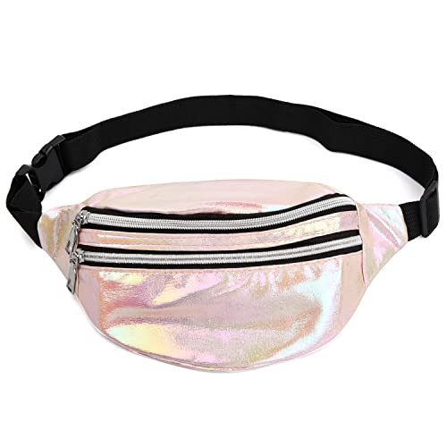 Laughhe wasserdichte Reflektierende PVC-Gürteltasche, Holografisches Gürteltasche Holografische Bauchtasche für Damen zum Laufen, Wandern und Outdoor-Aktivitäten (Rosa) von Laughhe