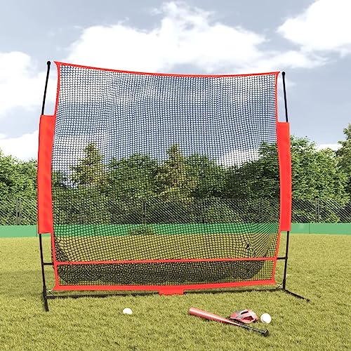 Leichtathletik, Baseball & Softball, Baseballs, tragbares Baseballnetz, Schwarz und Rot, 215 x 107 x 216 cm, Polyester von Lauuoeriau