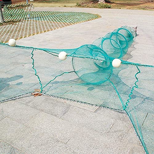 Lawaia Garnelenkäfig, Fischernetz, Fischerkäfig, Garnelenkäfig, 10 m, zusammenklappbarer Netzkäfig mit Eisenkette, Schwimmfalle für Krebse Lawaia Garnelenkäfig, Fischernetz, Fischerkäfig, Garnelenkäfig, 10 m, zusammenklappbarer Netzkäfig mit Eisenkette, Schwimmfalle für Krebse von Lawaia