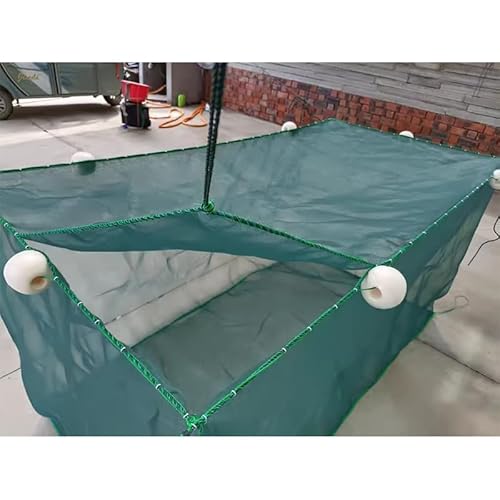 Lawaia Käfig Netz Fischfalle Fischnetz Faltbare Fisch Netz Tragbare Fischzucht käfig mit Abdeckung und Schwimmer Fischernetz (4m x 2m x 1.5m) von Lawaia