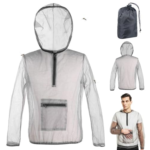 Lawnrden Bienenjacke Sting Proof Imkere Jacke belüftete Netznetz -Bienenanzug Halbzipper Imkeranzug mit Taschen und elastischen Manschetten für Männer & Frauen XXL, Imkereianzug von Lawnrden