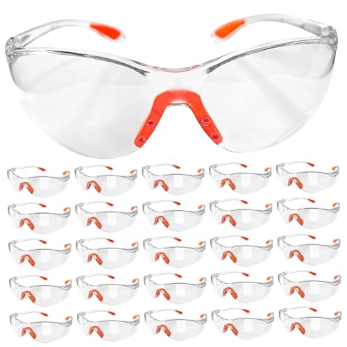 Lawnrden Sicherheitsbrille, klare Arbeitsbrille und Schutzbrille mit Nasenpolster, 36 Paare hohe Transparenz faltbare Tempel Transparent Schutzbrillen von Lawnrden