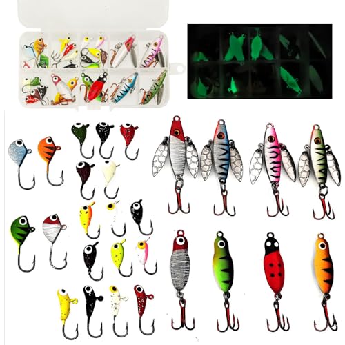 Angelköder-Set für Eisangeln, Angelköder, Jigg-Köder, Winter-Metallköder für Crappie, Panfish, Zander, Bluegills und andere Arten (27 Stück) von Laxygo