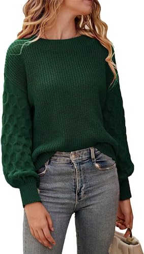 Frauen s Herbst und Winter Mode Laterne ärmel Rundhalsausschnitt Pullover-Pullover-Casual-Home-Pullover von Lay U HOME