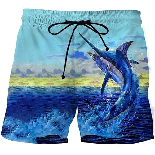 Lay U HOME 3D-Landschaft-Fisch-Sommer-Hosen-Sport-Strand-Hosen-Animation Drucken Komfortable Casual Schnell Trocknend Männer Board Shorts Fitness von Lay U HOME