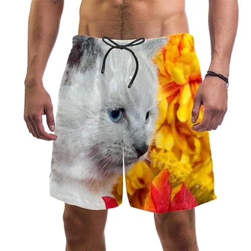 Lay U HOME 3D Print Lustige Katze Beach Shorts Für Männer Schnell Trocken Schwimmen Sommer Kordelzug Urlaub Surf Board Shorts Herren Bekleidung von Lay U HOME