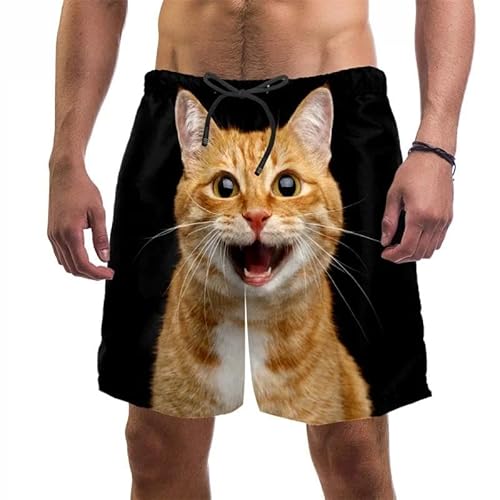 Lay U HOME 3D Print Lustige Katze Beach Shorts Für Männer Schnell Trocken Schwimmen Sommer Kordelzug Urlaub Surf Board Shorts Herren Bekleidung von Lay U HOME