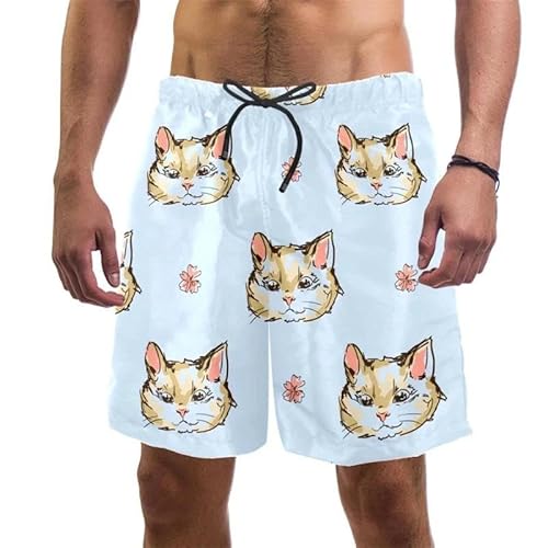 Lay U HOME 3D Print Lustige Katze Beach Shorts Für Männer Schnell Trocken Schwimmen Sommer Kordelzug Urlaub Surf Board Shorts Herren Bekleidung von Lay U HOME