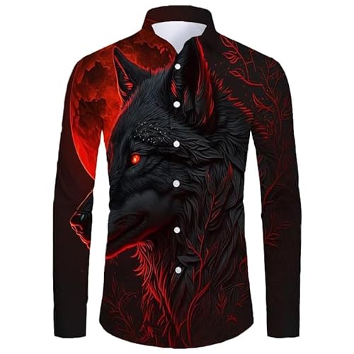 Lay U HOME Casual 3D floral Lange-ärmeln Revers Button-down-Shirt Männer T-Shirt von Lay U HOME