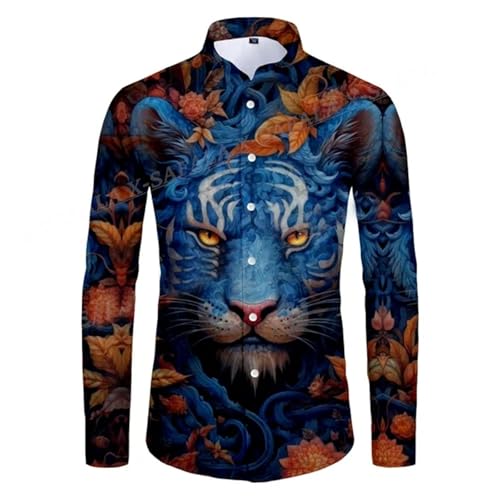 Lay U HOME Casual Lange-ärmeln T-Shirt Männer Urlaub Casual 3D Tier Animal-Print Sport Lange-ärmeln Casual Geschäfts Arbeit Hemd von Lay U HOME