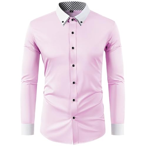 Lay U HOME Color Matching Collar Shirt Men 's Black Button Slim Men' s Shirt Business Casual Baumwolle Hemd Männer von Lay U HOME