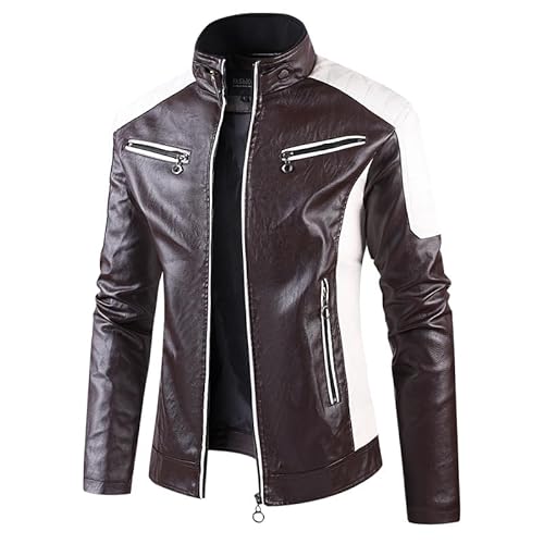 Lay U HOME Dünne Frühjahr und Herbst Casual Männer Leder Kleidung Mode Stitching Motorrad Retro Leder Jacke Männer Kleidung von Lay U HOME