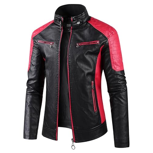 Lay U HOME Dünne Frühjahr und Herbst Casual Männer Leder Kleidung Mode Stitching Motorrad Retro Leder Jacke Männer Kleidung von Lay U HOME