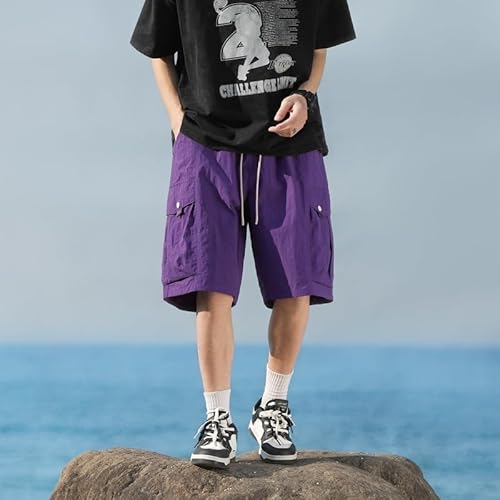 Lay U HOME EIS Seide Tooling Shorts Männer Sommer dünne schnell trocknend Casual Hosen Männer lose fünf-Punkt-Hose von Lay U HOME