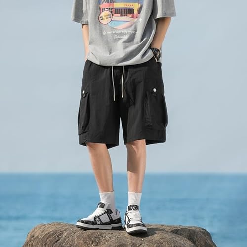 Lay U HOME EIS Seide Tooling Shorts Männer Sommer dünne schnell trocknend Casual Hosen Männer lose fünf-Punkt-Hose von Lay U HOME