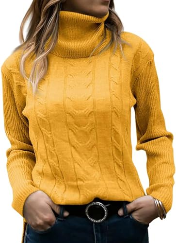 Lay U HOME Frauen Herbst und Winter Feste Farbe Rollkragen Pullover Retro Langarm Bluse Casual Pullover Sweater Hause von Lay U HOME