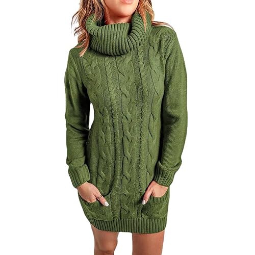 Lay U HOME Frauen Herbst und Winter Kleidung tragen high-Neck Rundhals gestrickte Kleid Casual Hause Pullover von Lay U HOME