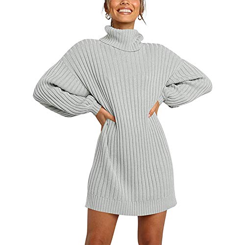 Lay U HOME Frauen Herbst und Winter Stehkragen mid-Länge Pullover Kleid Casual Hause Pullover von Lay U HOME