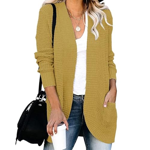 Lay U HOME Frauen s Herbst und Winter Frauen Strickjacke Gebogene Kapuze großen Taschen Casual-Style Pullover Sweater von Lay U HOME