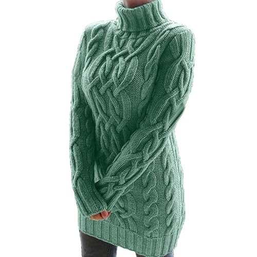 Lay U HOME Frauen s Herbst und Winter Frauen Strickwaren Verdickung Revers Lange-ärmeln Retro-Dicke-Linie Kleid Casual Pullover Sweater von Lay U HOME