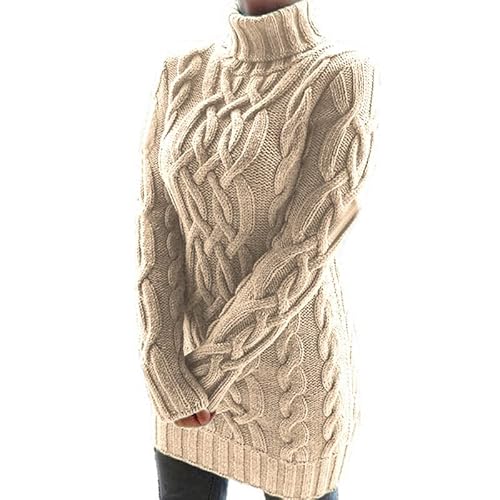 Lay U HOME Frauen s Herbst und Winter Frauen Strickwaren Verdickung Revers Lange-ärmeln Retro-Dicke-Linie Kleid Casual Pullover Sweater von Lay U HOME