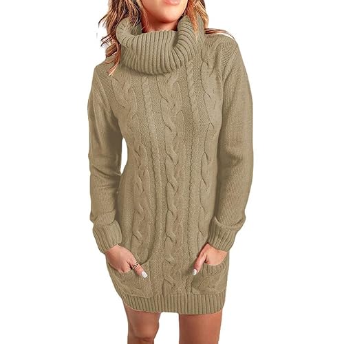 Lay U HOME Frauen s Herbst und Winter Frauen's äußeren tragen Rollkragen Rundhals Strickkleid Casual Style Pullover Sweater von Lay U HOME