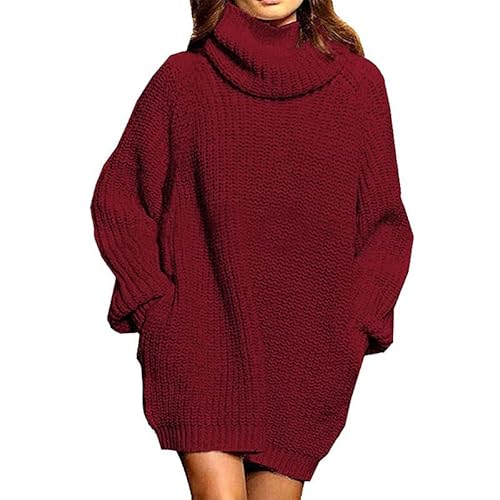 Lay U HOME Frauen s Herbst und Winter Mode Langarm-Pullover mid-Länge gestrickte Kleid Casual Hause Pullover von Lay U HOME