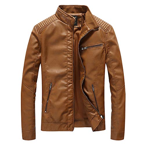 Lay U HOME Frühling und Herbst Casual Männer Leder Stitching Motorrad Retro Mode Leder Jacke Männer Jacke von Lay U HOME