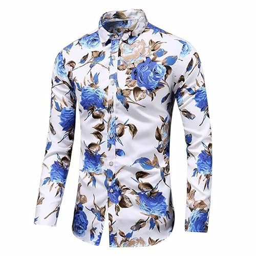 Lay U HOME Frühling und Herbst Männer Mode lässig Lange ärmeln gedruckt Hemd Männer Nachtclub Color Slim Shirt von Lay U HOME