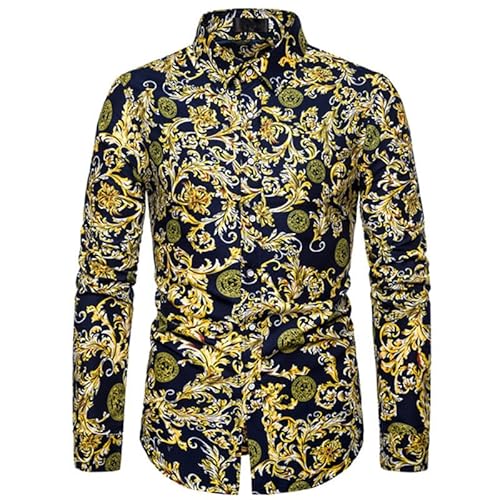 Lay U HOME Frühling und Herbst Plus Size Men ' s Patterned Shirt dünne Mode gedruckt Slim Long-Sleeved Shirt von Lay U HOME